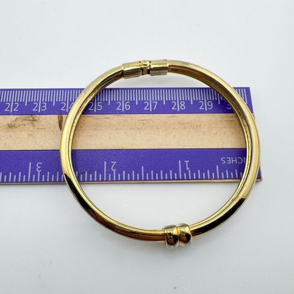 Vintage Gold & Silver Tone Clamp Bracelet Mixed Metals Minimalist Modernist - Picture 7 of 8